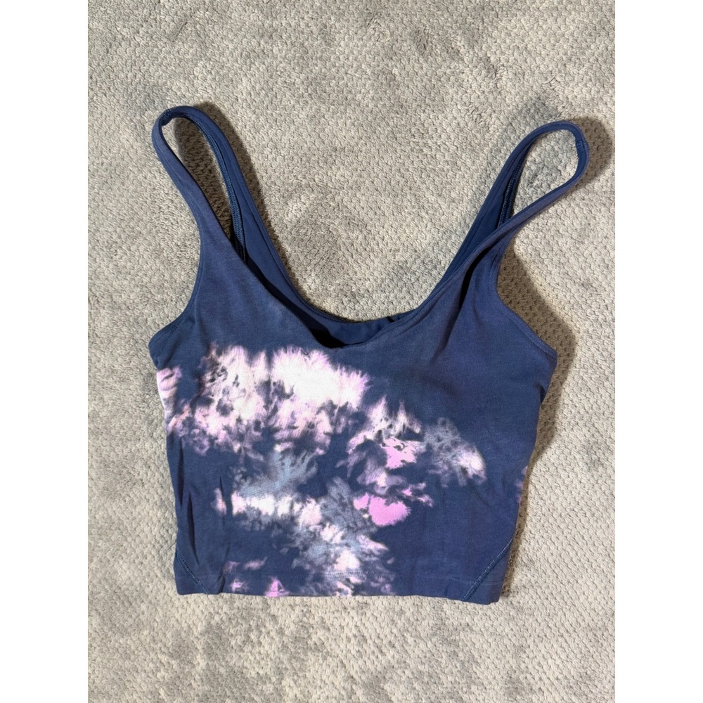 Lululemon Align Women's Size 4 Blue Purple Tie Dye Cropped Tank Top Scoop Neck